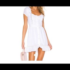 MAJORELLE Crazy for You white button up dress XS with ruffles